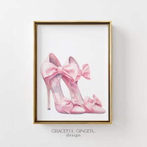 Estampa de salto alto rosa: decoração de quarto coquete (download digital)