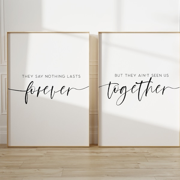Forever After All Song lyric Printable Wall Art, Print Set of 2, Music Art, Printable Typography, Above the bed Wall Decor, Wedding song