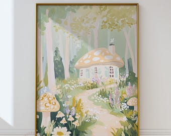 Pilzhaus Kinderzimmer Druck: Verzauberte Wald Dekoration (Digitaler Download)