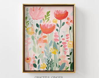 Abstrakt Blumen Poster: Bunte Botanische Blumen Wandbild (Digitaler Download)
