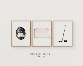Eishockey Kinderzimmer Poster: Minimalistische Sport Kunst (3er Set) (Digitaler Download)