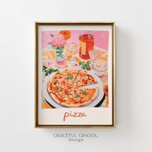 Plakat ścienny z motywem kuchni z pizzą: Włoskie jedzenie (do pobrania w wersji cyfrowej) zdjęcie 1