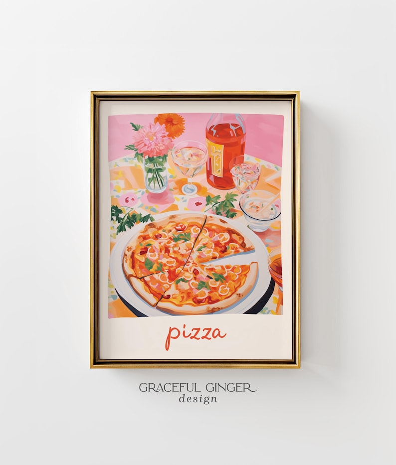 Plakat ścienny z motywem kuchni z pizzą: Włoskie jedzenie (do pobrania w wersji cyfrowej) zdjęcie 1