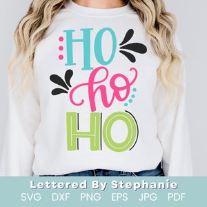 Ho Ho Ho SVG Datei, fröhliche Urlaub Shirt svg, hell und fröhlich svg, rosa Weihnachten, Cricut geschnitten Datei