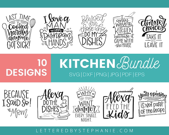 Funny Kitchen Sayings SVG Bundle, kitchen towel svg cut files, kitchen  decor svg bundle, handlettered, for cricut or silhouette