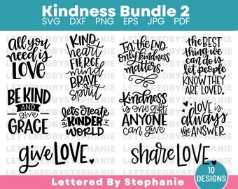 Bundle de citations de bonté svg citations positives svg bundle de citations de bonté à la lettre par stephanie couper des fichiers pour des projets d'artisanat cricut ou silhouette