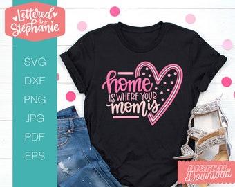 Mother's day gift mom quote Home is where your mom is svg pink heart mother's gift design motherhood svg cut files for cricut