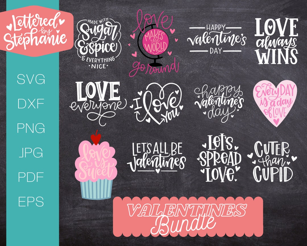 Valentines SVG Bundle, Valentines Day Svg, Love Svg, Heart Svg, Vday ...