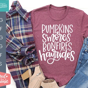 Pumpkin s&#39;mores bonfires hayrides, fall SVG Cut File, fall quote svg, hayride shirt for cricut or silhouette diy projects