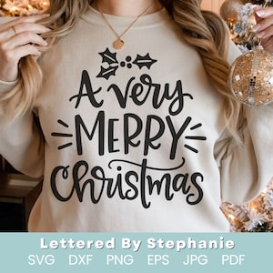 Um arquivo de corte SVG de muito Feliz Natal, divertido SVG de Natal escrito à mão, design de camisa de muito Feliz Natal, arquivos artesanais cricut, dxf