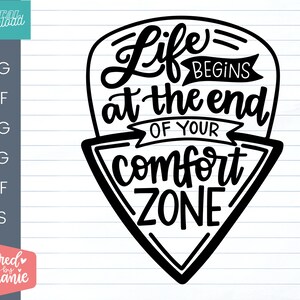 Das Leben beginnt am Ende deiner Komfortzone SVG Cut File, positives Zitat, Affirmation, handlettered svg, dxf