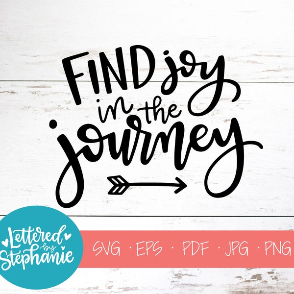 Find Joy in the Journey, SVG, Cut File, digital file, positive quote, affirmation, joy svg, pdf, eps, cutter, handlettered svg, dxf