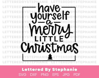 Passez un joyeux petit Noël, SVG Cut File, handlettered svg, design de Noël avec arbre svg, pour cricut, pour silhouette