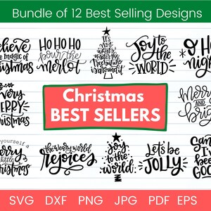 Paquete SVG de Navidad más vendido, SVG de Navidad, paquete de temas navideños de archivos cortados para cricut y artesanías de silueta