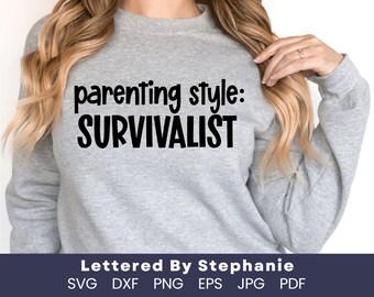 Surviving motherhood quote svg, parenting style, survivalist svg, mom brain svg, funny shirt for moms for Cricut or Silhoutte projects