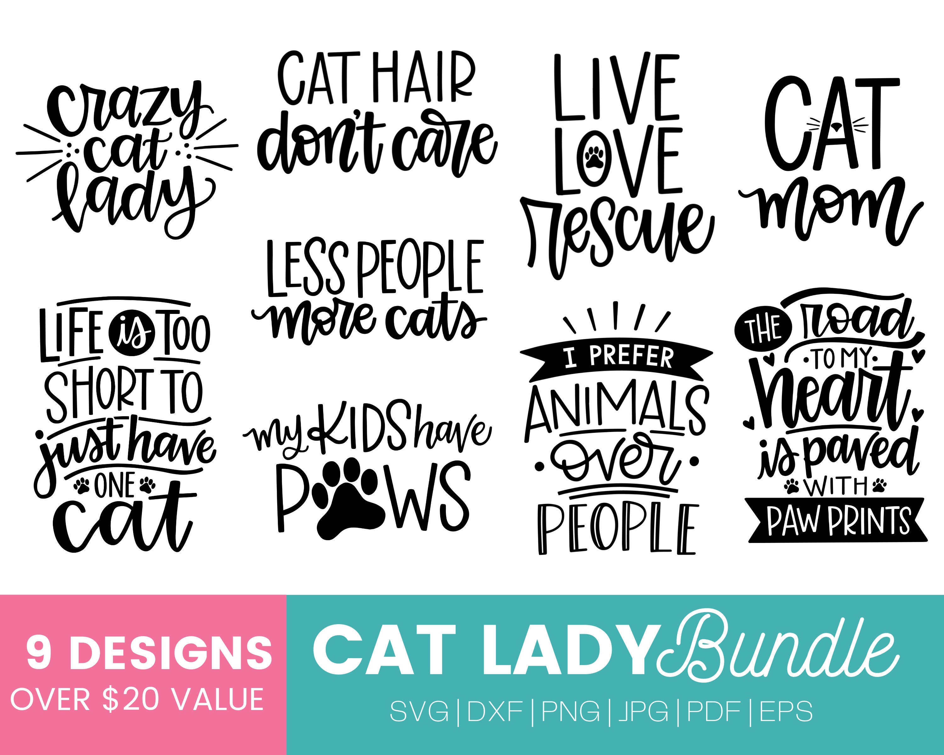 Cat Sayings SVG Bundle Cat Theme Pet Svg Cut Files Cute Cat Etsy UK