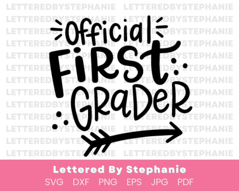 Archivo de corte SVG oficial de primer grado, archivo digital, svg de grado escolar, svg de primer grado, camisa de primer grado svg, svg con letras a mano imagen 3