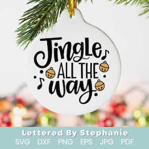 Jingle den ganzen Weg svg geschnitten Datei, festliche Urlaub Shirt Design, fröhlich Weihnachten svg, Handlettered geschnitten Datei für Cricut oder Silhouette