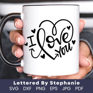 Je t’aime SVG Cut File, cadeau de la Saint-Valentin svg, Saint-Valentin, citation d’amour svg, svg à la main, dxf
