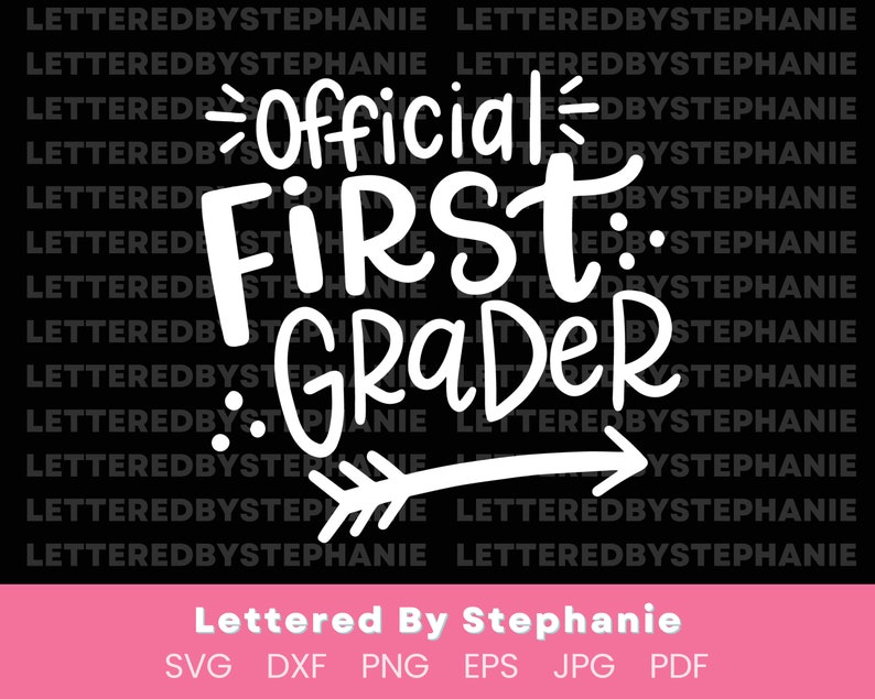 Archivo de corte SVG oficial de primer grado, archivo digital, svg de grado escolar, svg de primer grado, camisa de primer grado svg, svg con letras a mano imagen 2