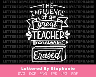 The influence of a great teacher can never be erased, SVG Cut File, school svg, teacher svg, teacher gift svg, end of school svg,