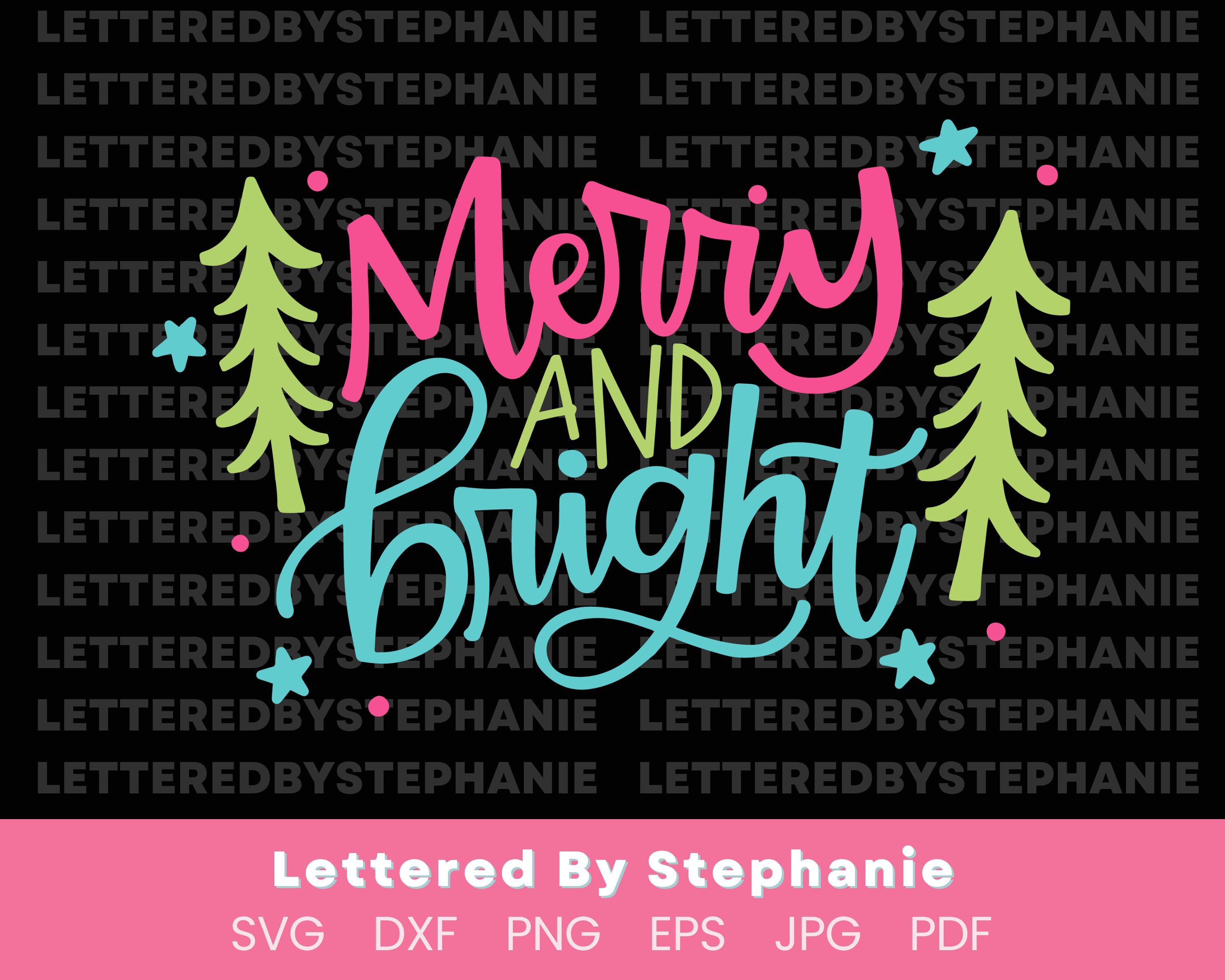 Merry and Bright SVG Cut File, Fun Colorful Christmas Holiday Shirt Svg ...