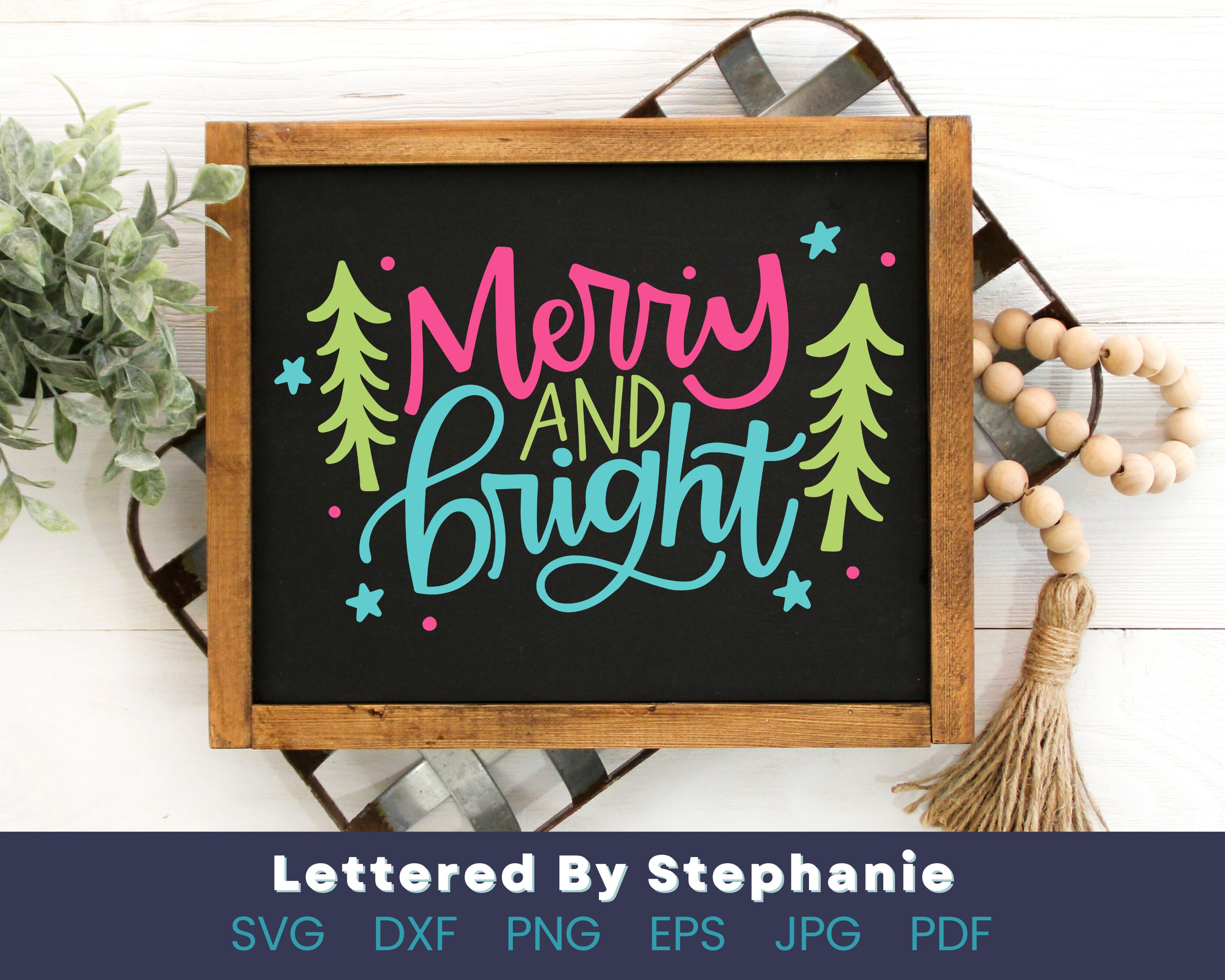 Merry and Bright SVG Cut File, Fun Colorful Christmas Holiday Shirt Svg ...