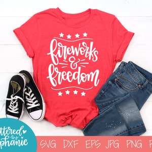 Fireworks & Freedom, SVG Cut File, digital file, handlettered svg, july 4th svg, america svg, for cricut, for silhouette, quote svg, dxf
