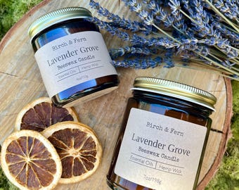 Beeswax Candle with Organic Essential Oils | Hemp Wick