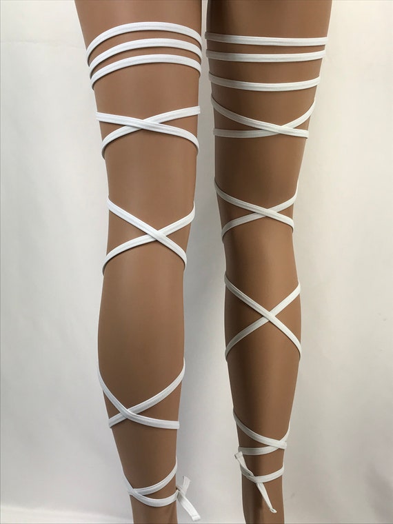 Freya's Leg Wraps White Garter Gartini Rave Outfit Clubwear Rave