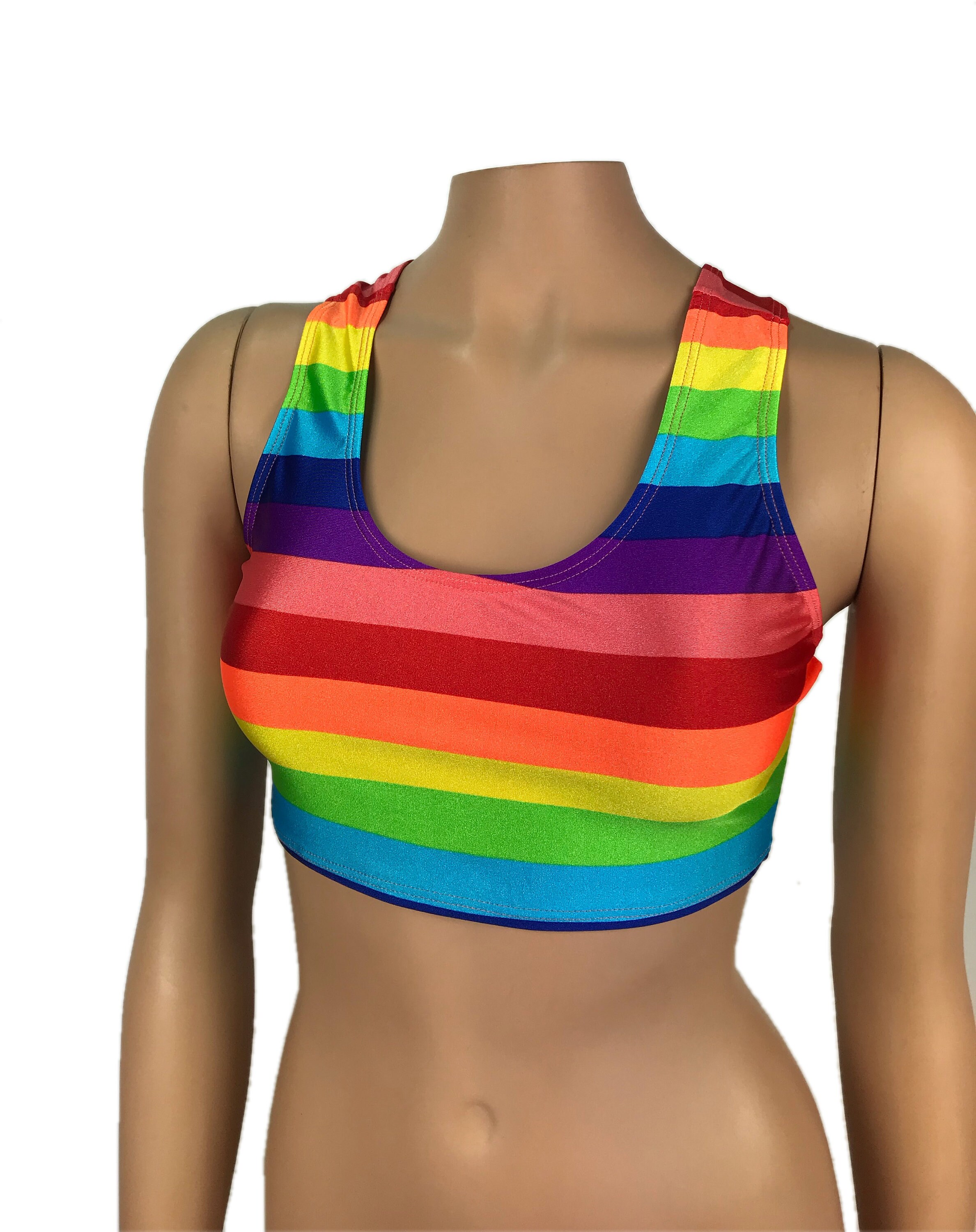 Rainbow Crop Top Sports Bra Exotic 