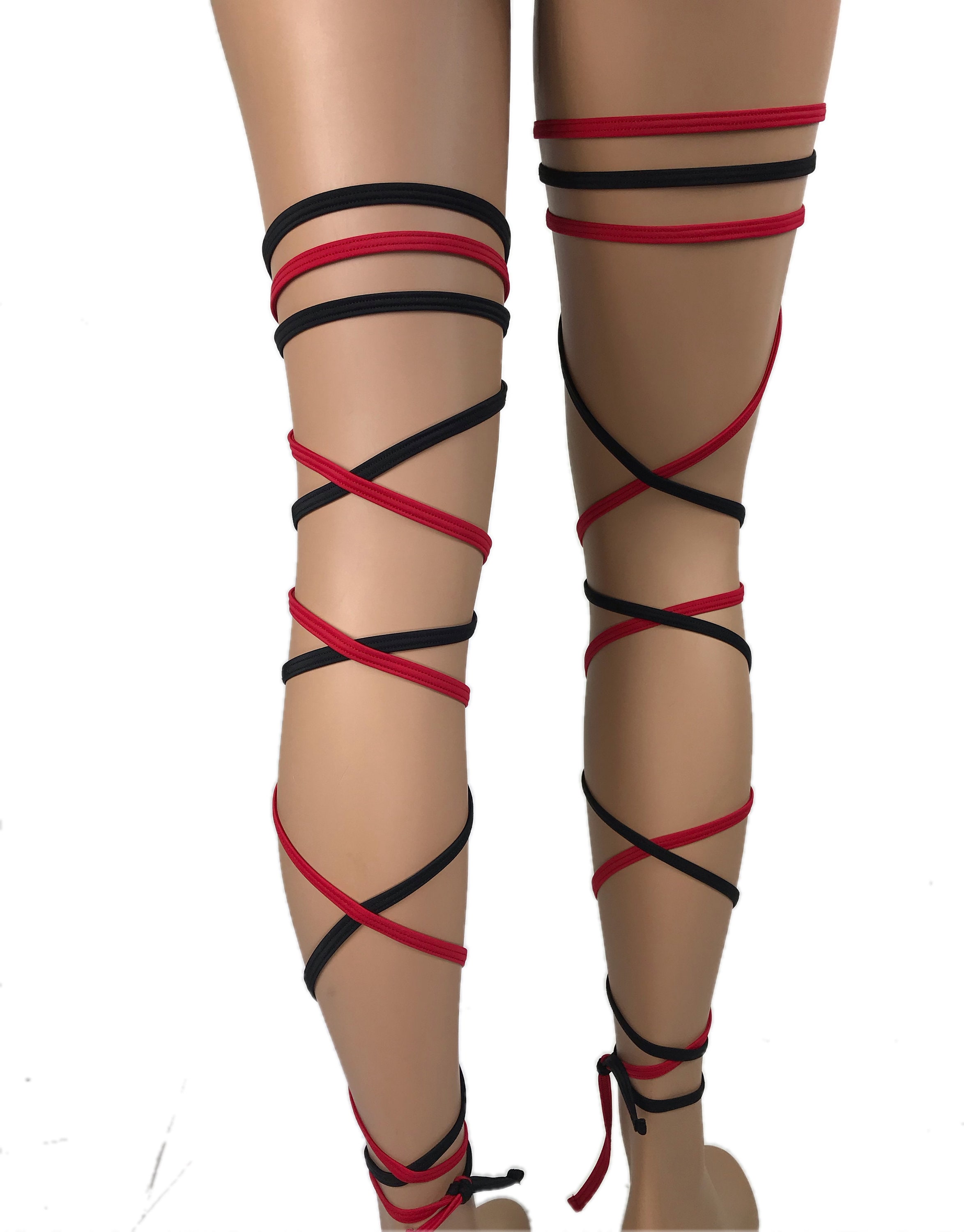 Garter Leg Wraps With Oring Red /black Thigh Wraps Leg Etsy