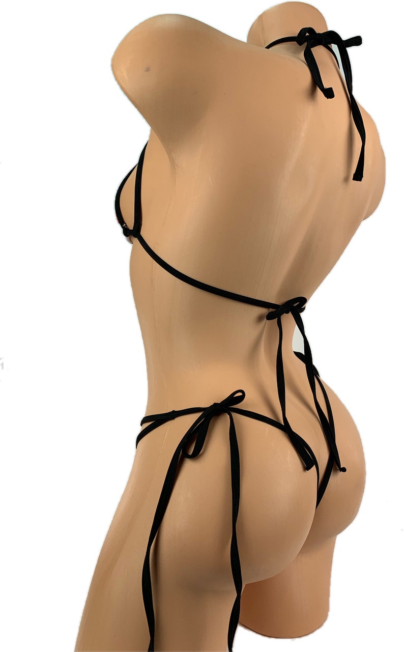 Freya/'s Bikini G-String Thong Tie side Bottom Budweiser Triangle Bikini Top Rave Outfit Clubwear Exotic Dancewear Swimwear Beachwear