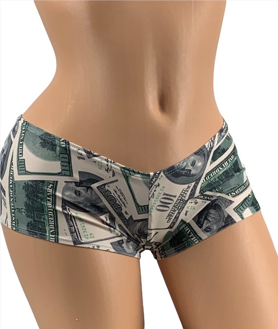 Pole Shorts Money Print Cheeky Panties Boyshorts Bottom Rave Outfits  Fitness Yoga Shorts Scrunch Butt Short Exotic Dancewear Beachwear 