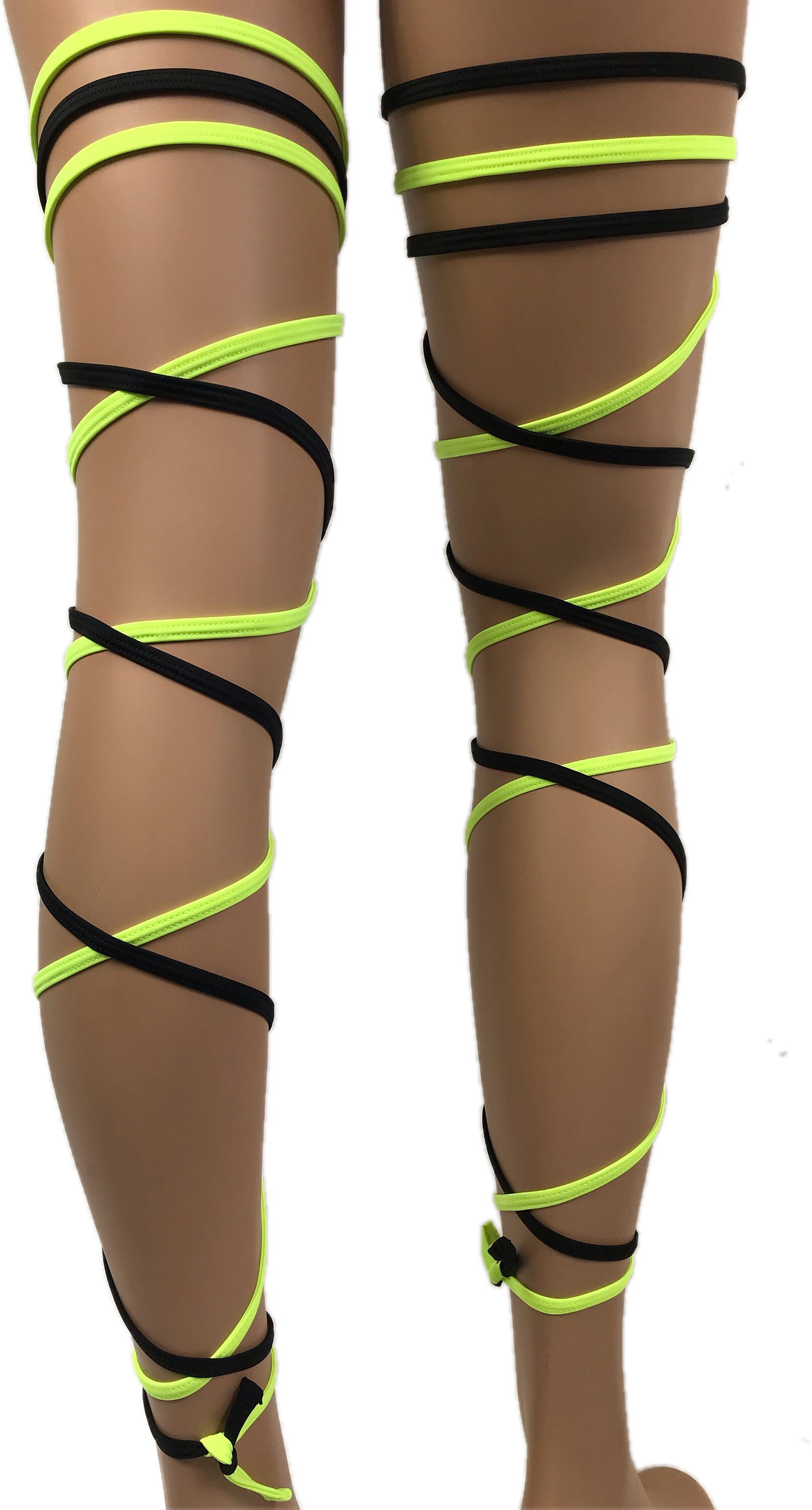 Freya's Garter Leg Wraps Neon Yellow /Black Thigh wrap Etsy
