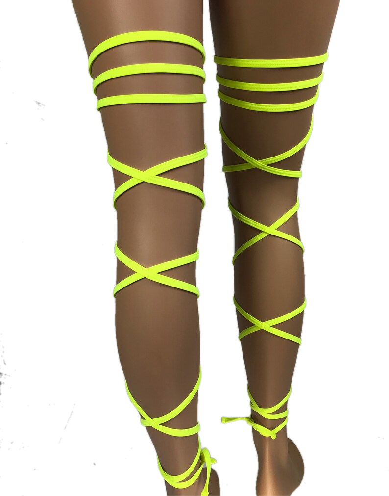 Leg Wraps Garters Heart Ring Harness Neon Yellow UV Glow in Etsy