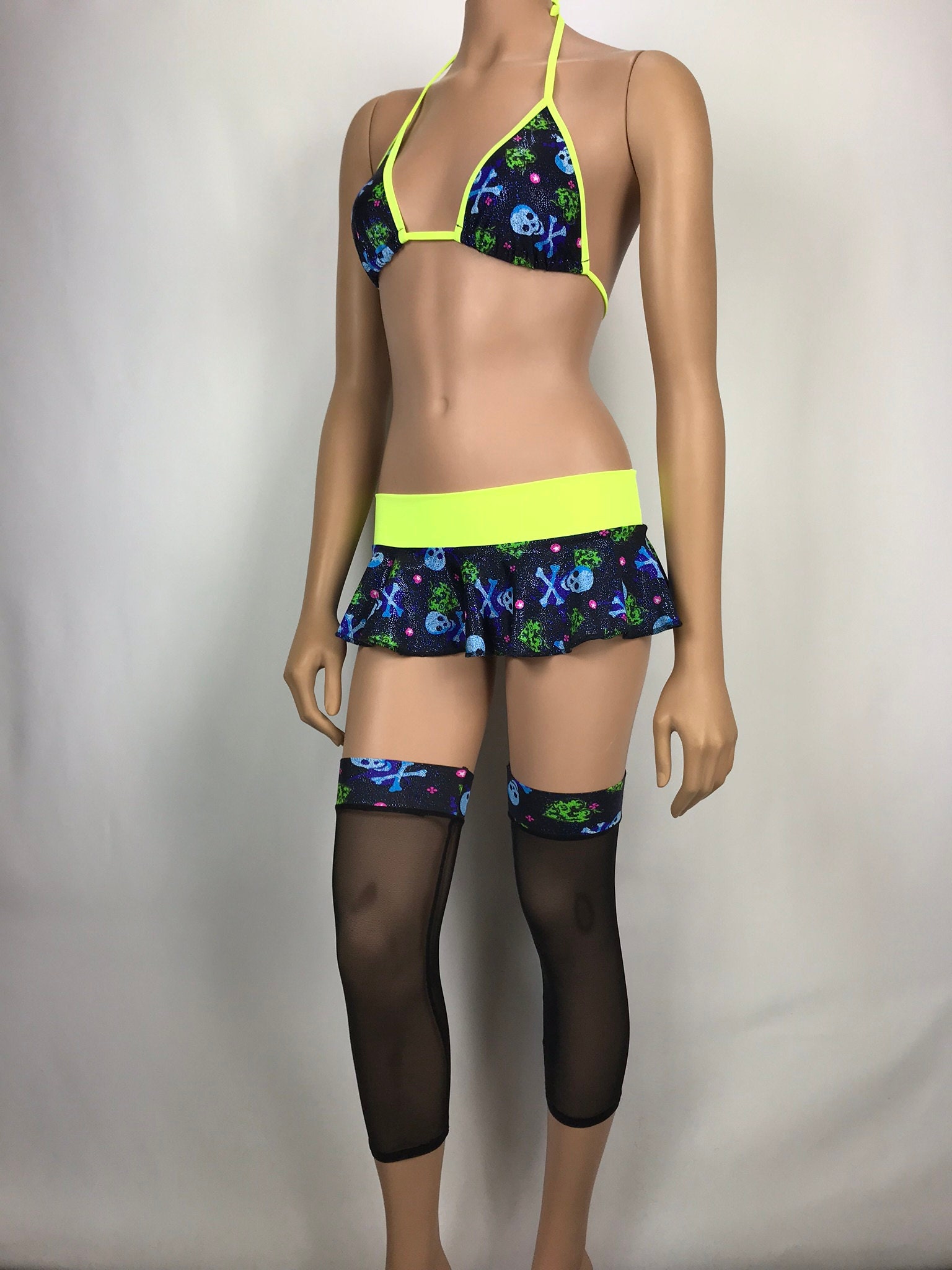Exotic Dancewear Tutu Skirt Stripper Clothes UV Glow Sexy - Etsy Israel
