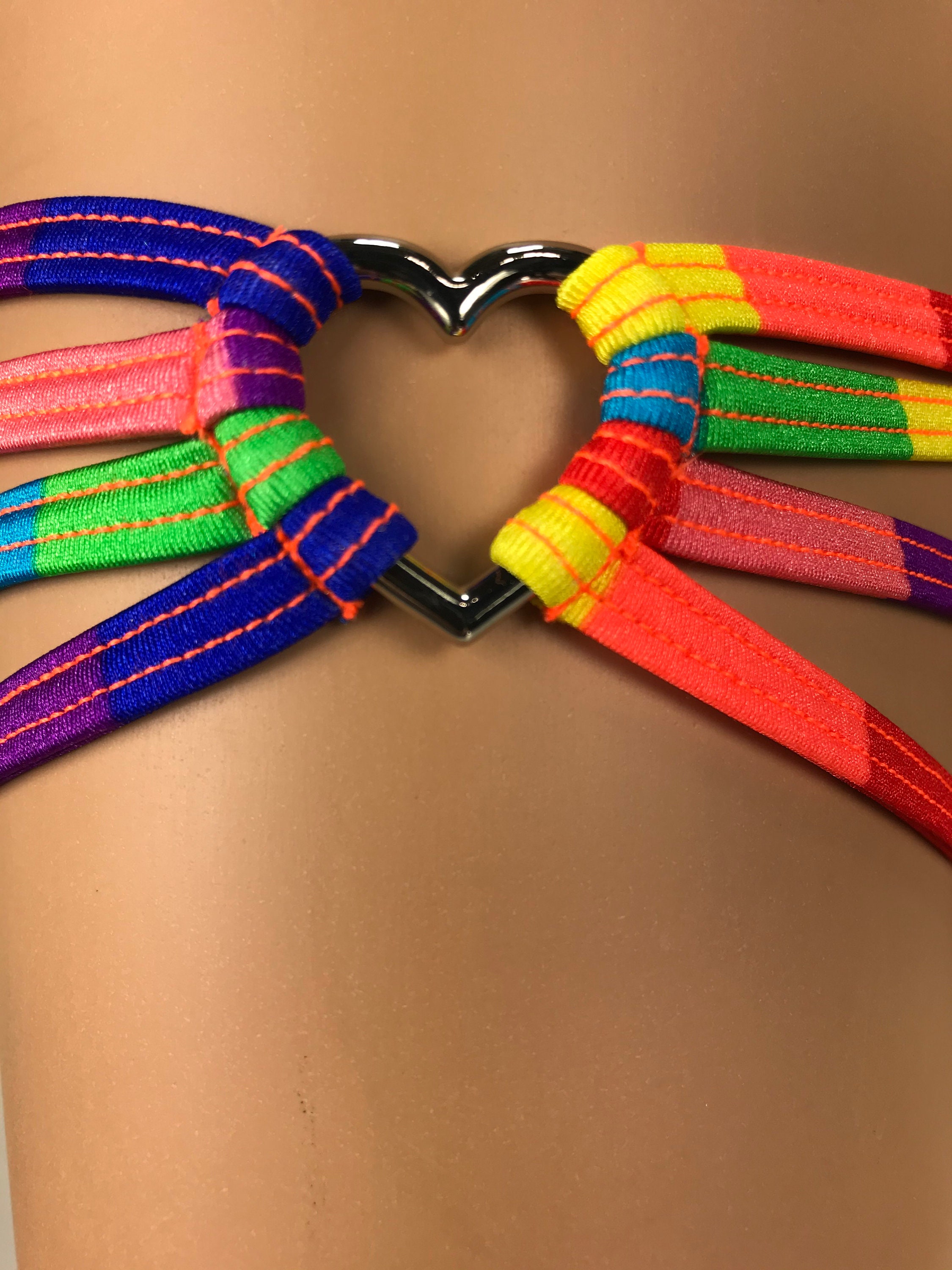 Heart Garters Rainbow Leg Wraps Dancewear Rave Outfits LGBTQ Etsy