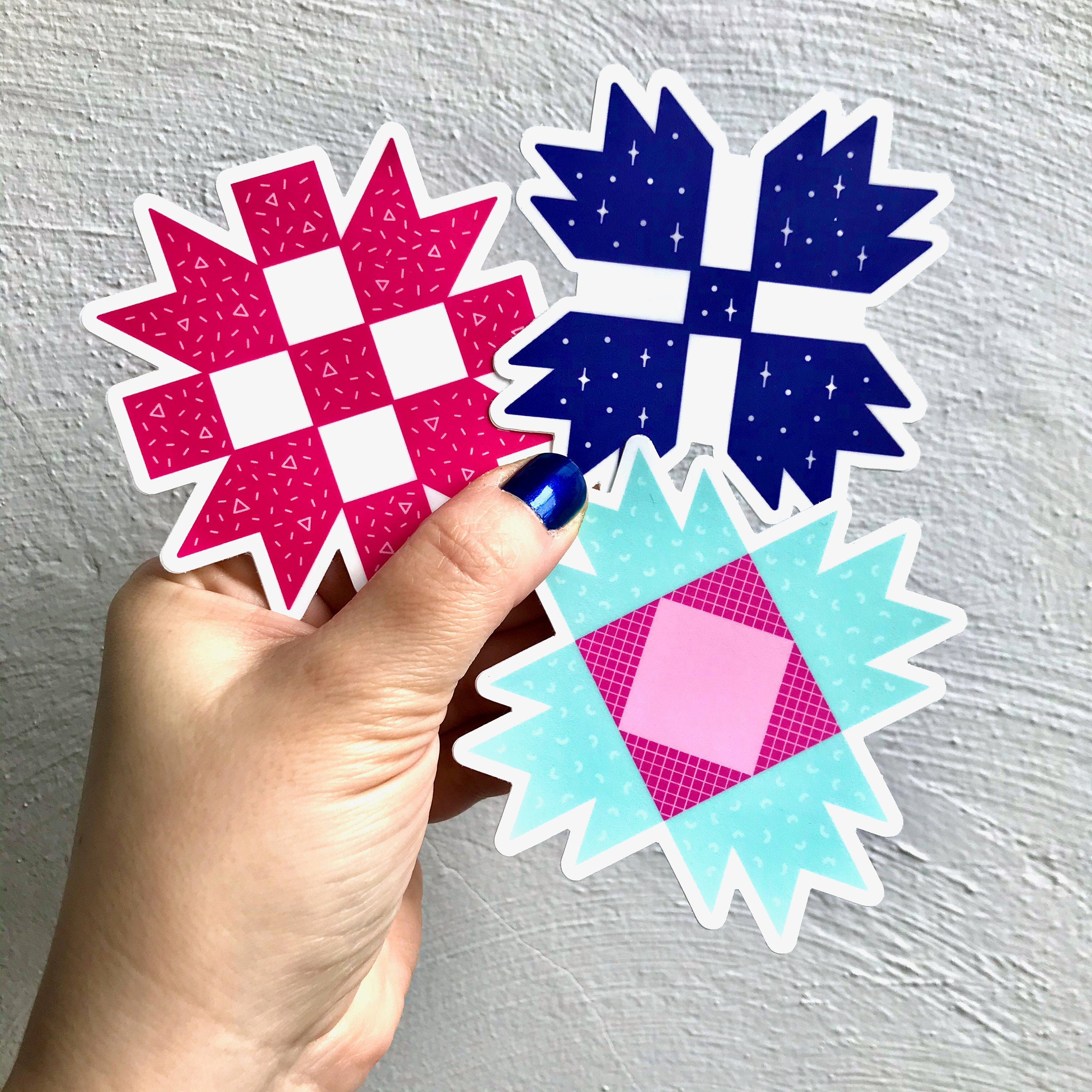 Trio of Quilt Block 3 Die Cut Vinyl Stickers Etsy