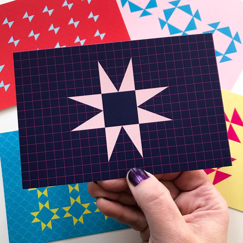 Quilt Block Postcards - Set of 5 Cards - 4" X 6" - Etsy
