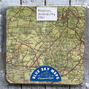 South England ~ Vintage Map Coasters ~ Set of 2