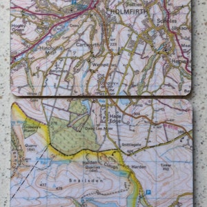 Yorkshire ~ Vintage Landkarte Untersetzer ~ 2er-Set