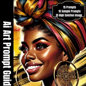 Glamour Ladies in Headwear AI Art Prompt Guide | 15 AI Prompts & Images | Instant Download | Final Art | Headwear | PNG | African American