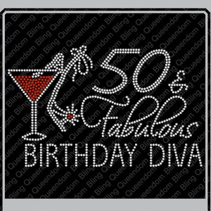 50 & Fabulous Birthday Diva - (ss10 Rhinestone) Digital Download