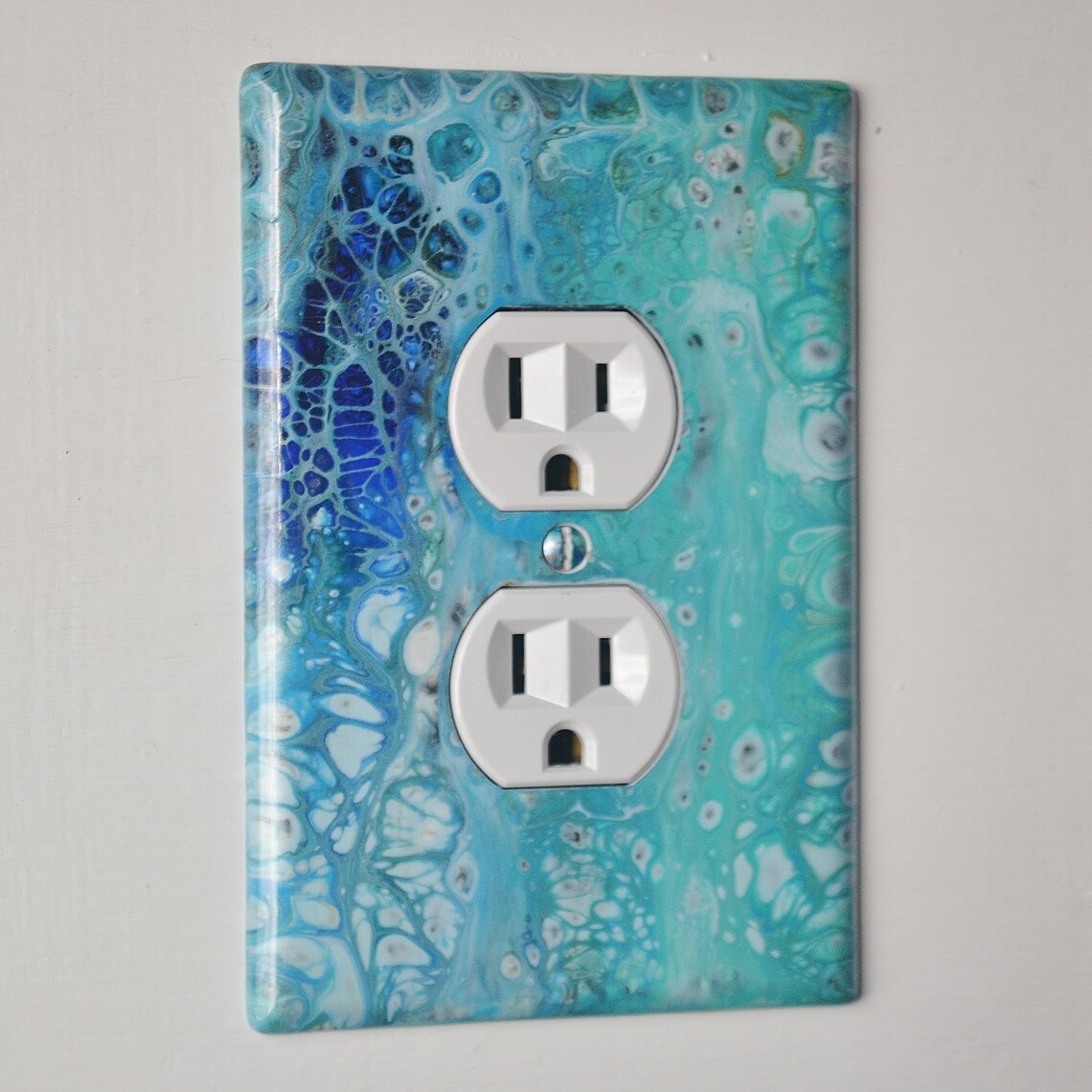 Acrylic pouring on outlet wall plate J407 jumbo size Etsy