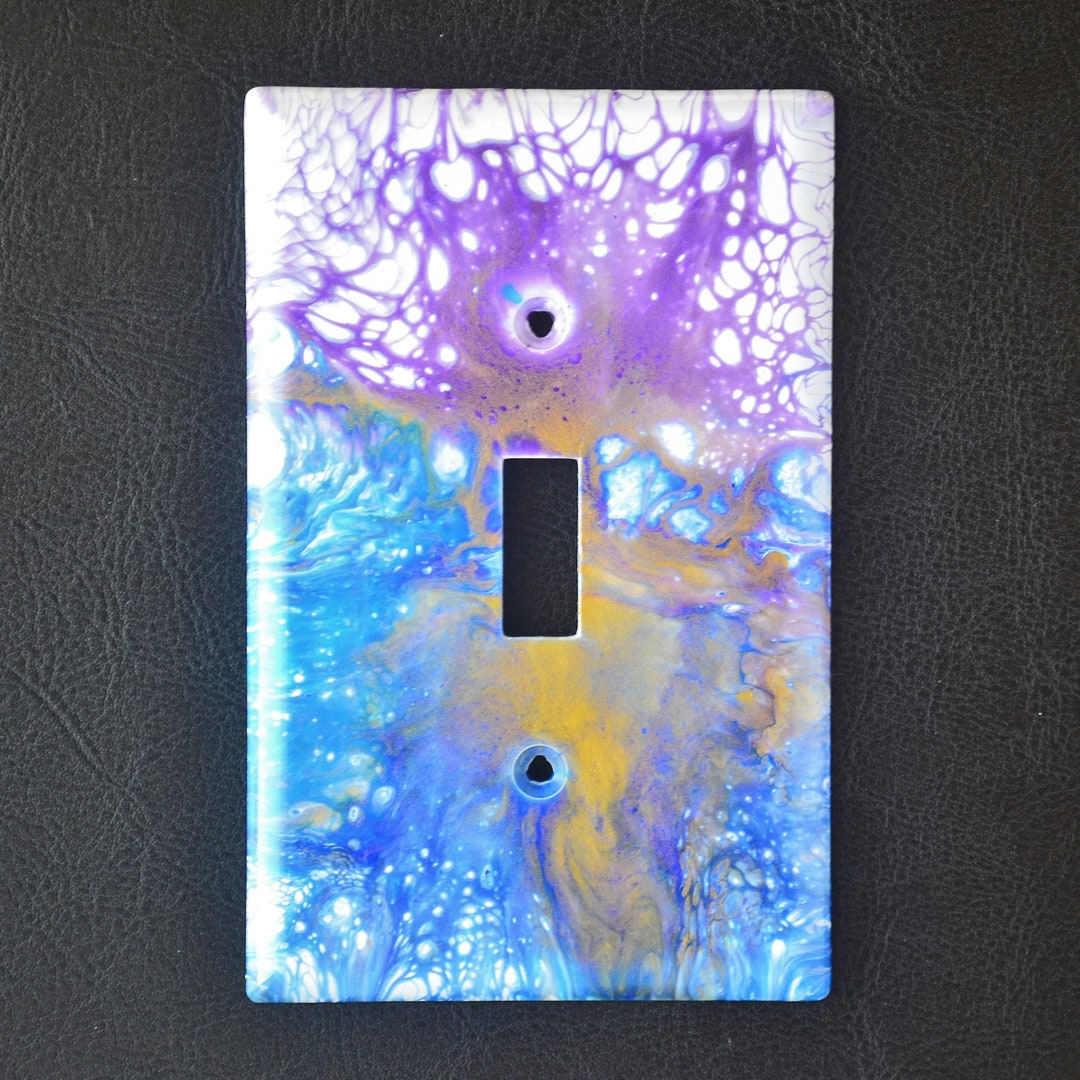 Acrylic Pouring on Wall Plate M197, Medium Size Single Toggle. - Etsy