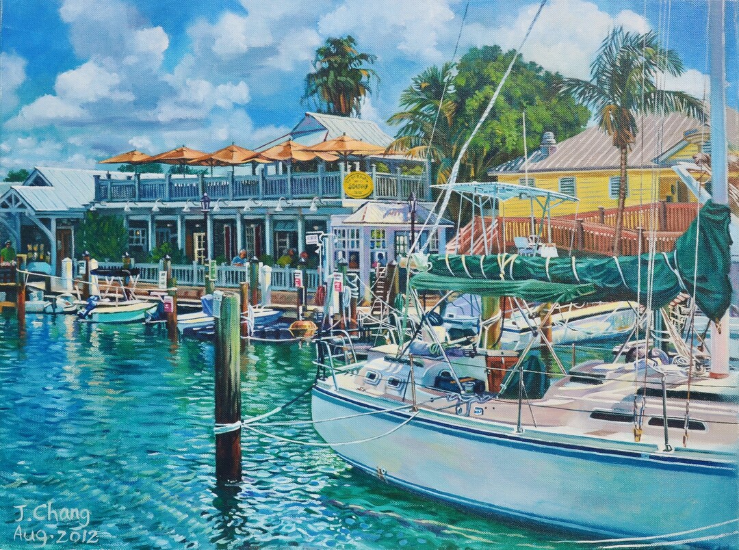 Key West Painting Docking at Key West Oil Painting Art Reproduction