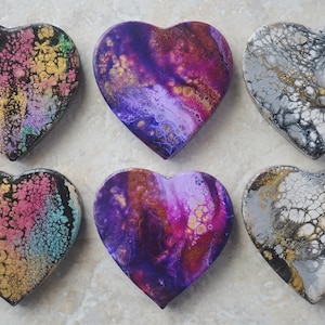 Gift Boxes For Jewelry and collections, Acrylic Pouring Paper Mâché Heart Box 6 pc