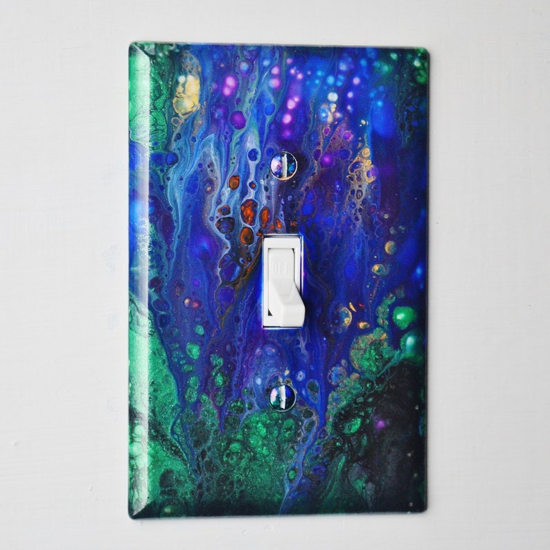 Acrylic pouring on wall plate #M148 medium size single toggle.