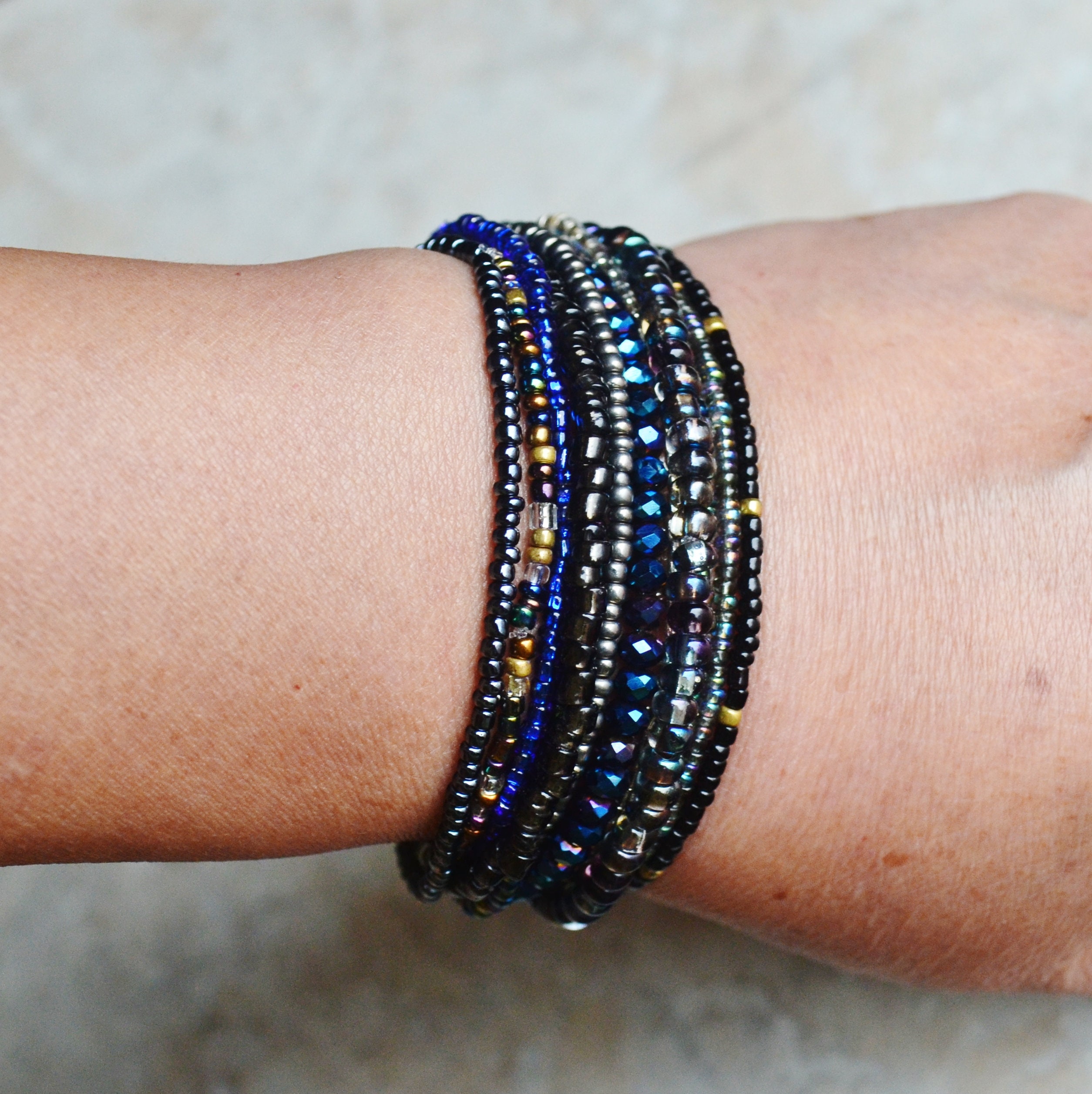 Stretch Armbänder elastische Perlen Armband Set 12 dunkle Etsy